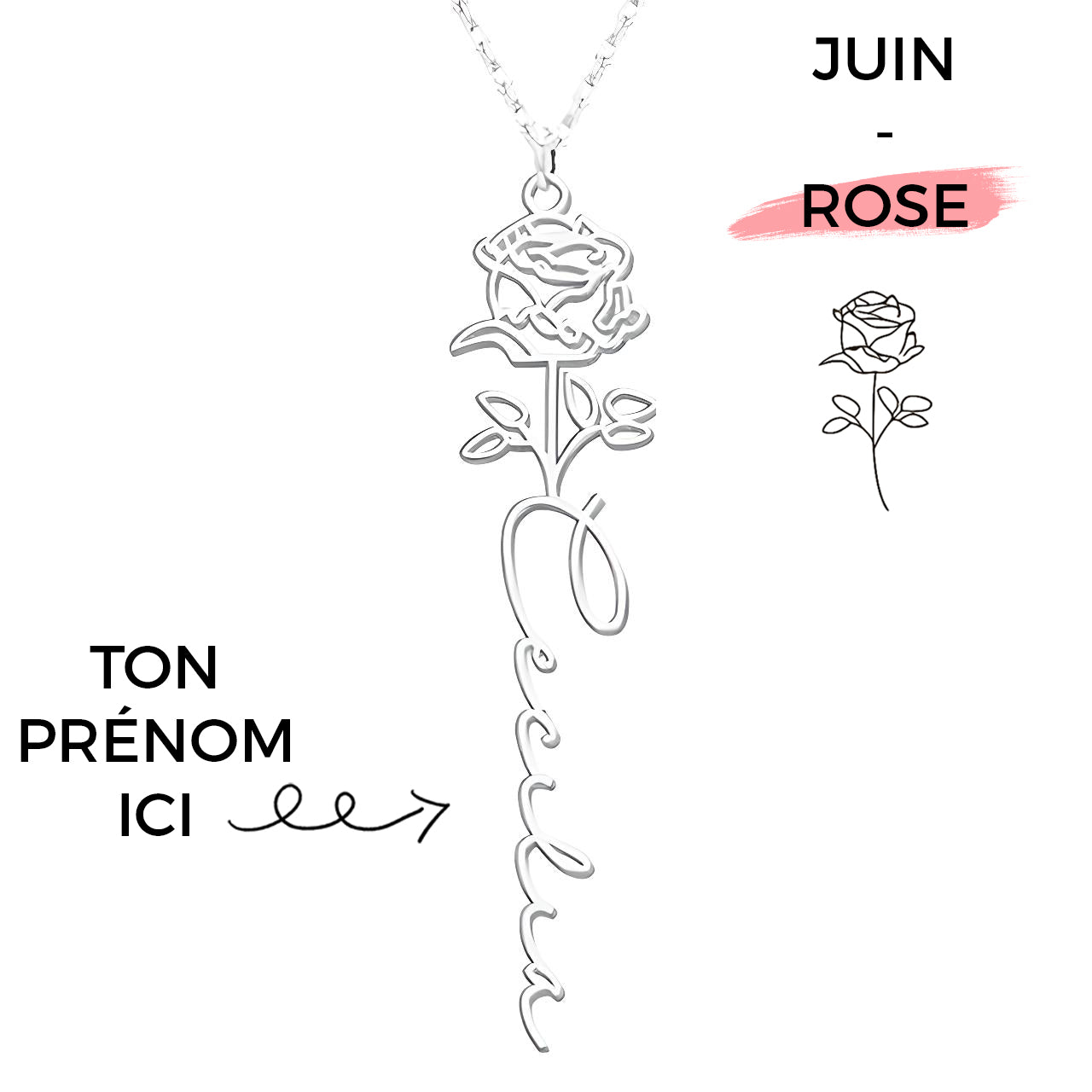 Collana con Fiore di Nascita Personalizzato
