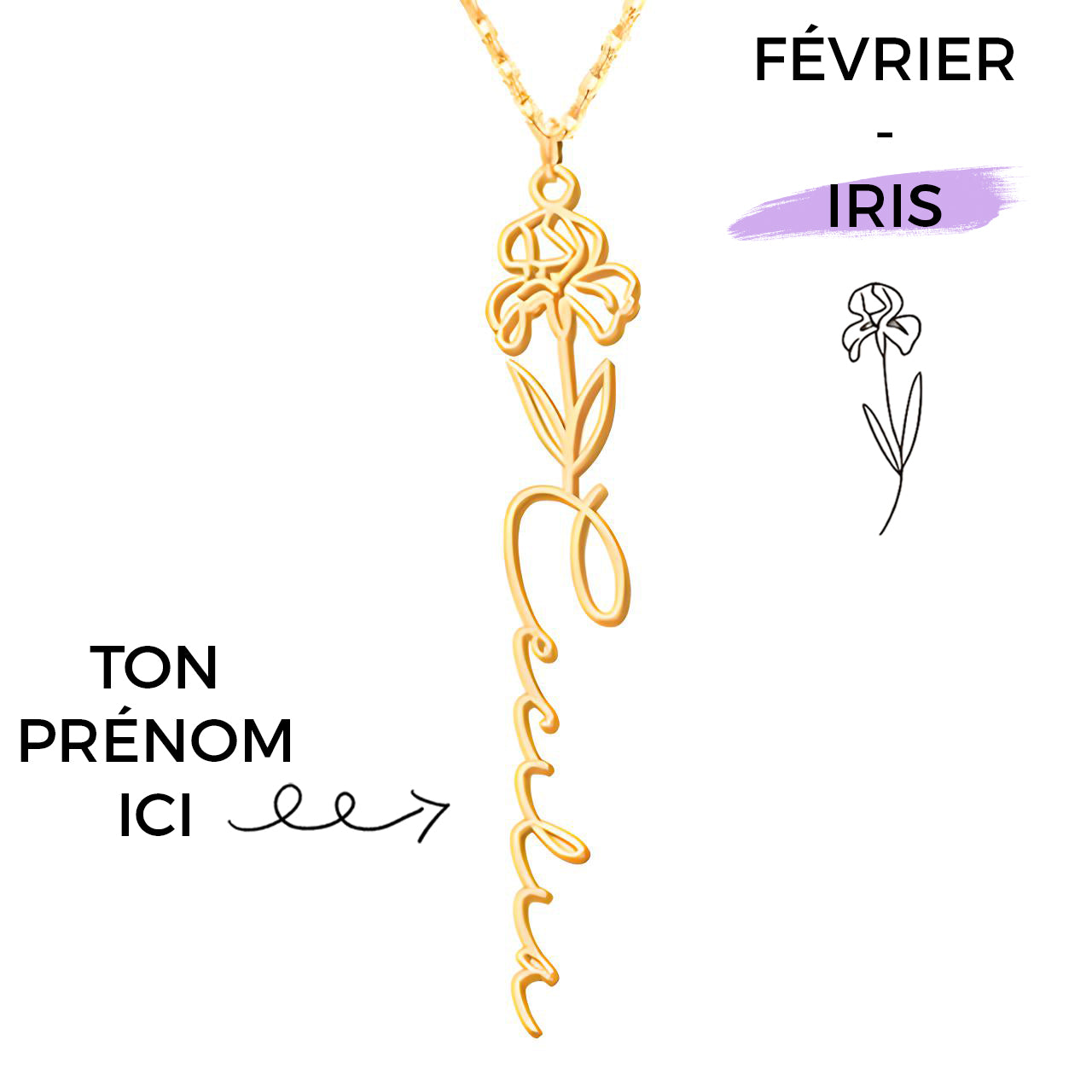 Collana con Fiore di Nascita Personalizzato
