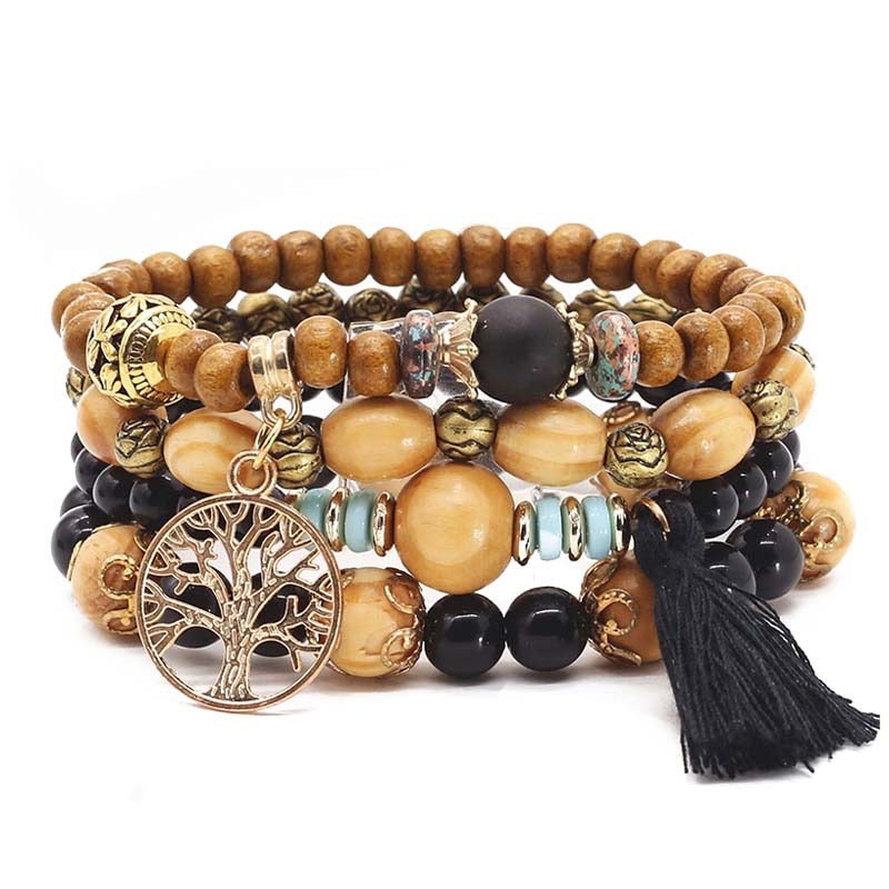 Bracelet Perle Ethnique Arbre de Vie Marron