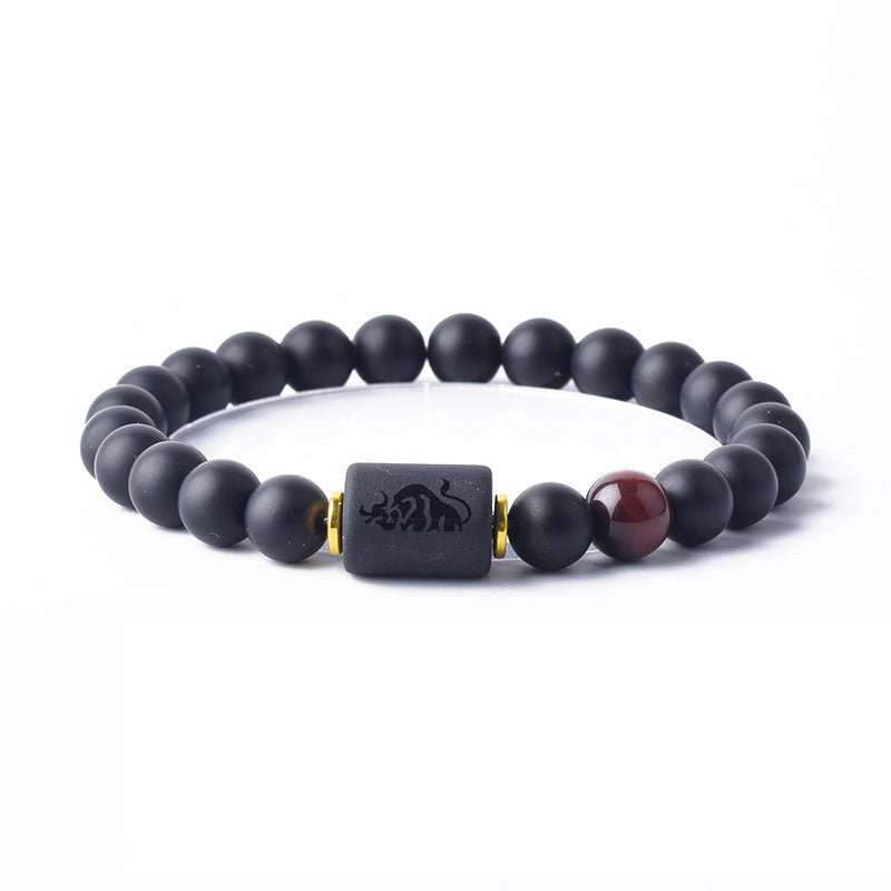 Black Beaded Zodiac Bracelet