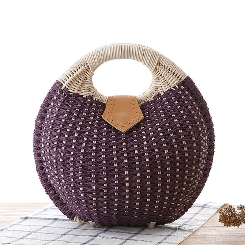 Runde Rattan-Handtasche