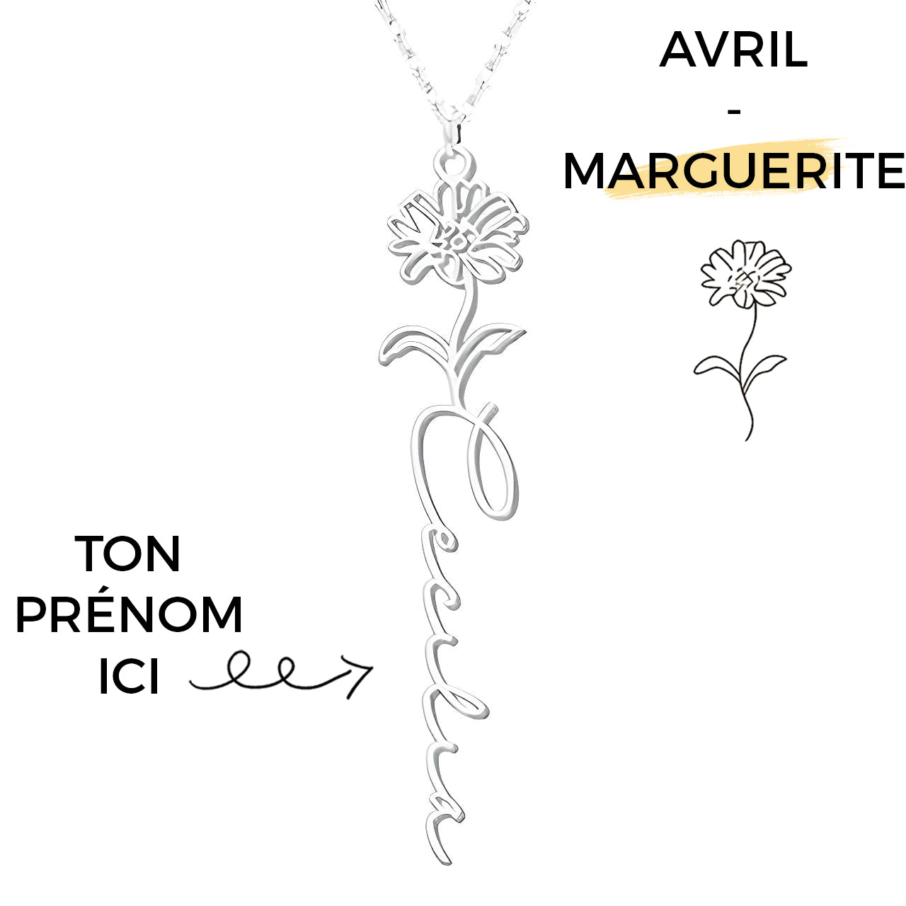 Collana con Fiore di Nascita Personalizzato