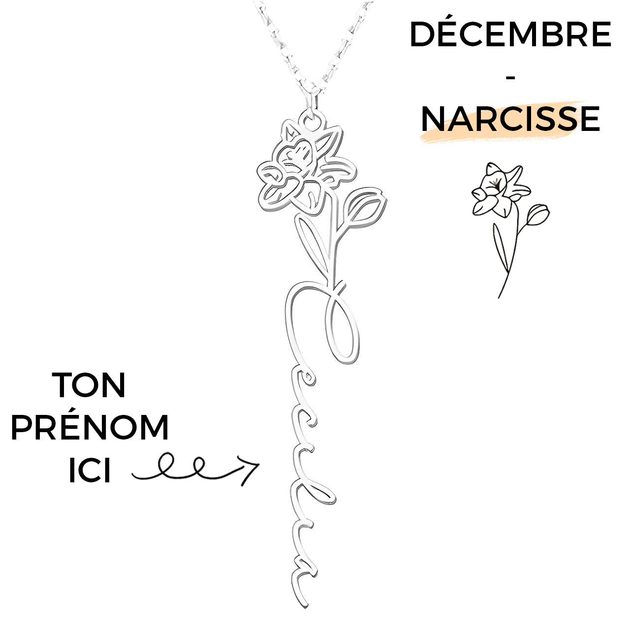 Collana con Fiore di Nascita Personalizzato