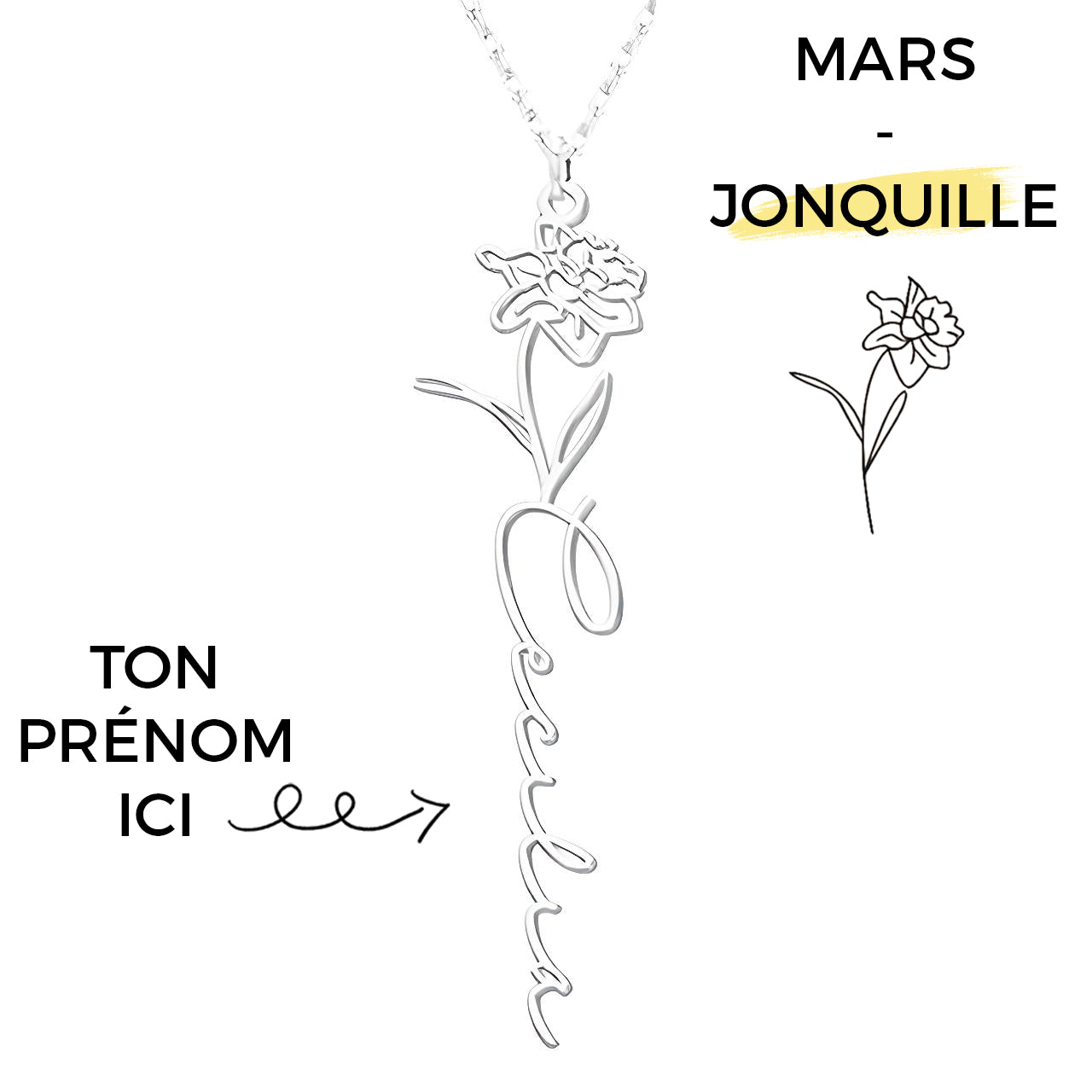 Collana con Fiore di Nascita Personalizzato