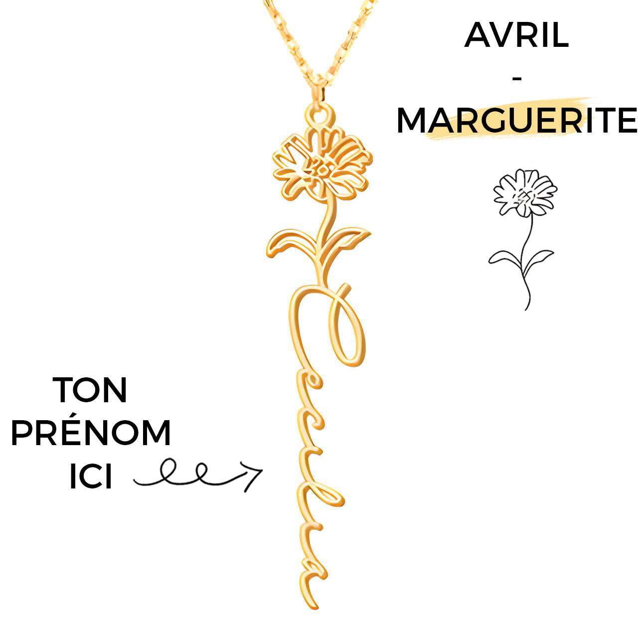 Collana con Fiore di Nascita Personalizzato