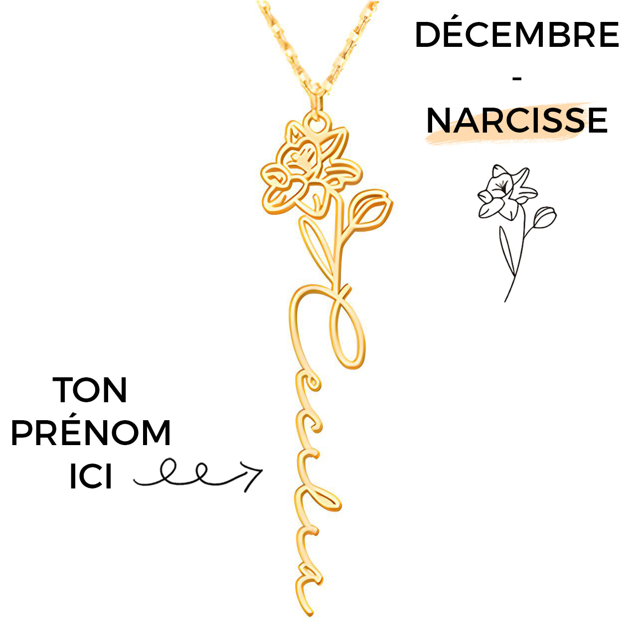 Collana con Fiore di Nascita Personalizzato