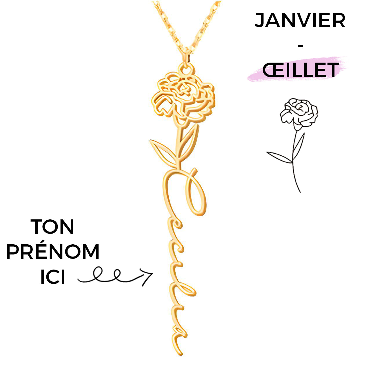 Collana con Fiore di Nascita Personalizzato
