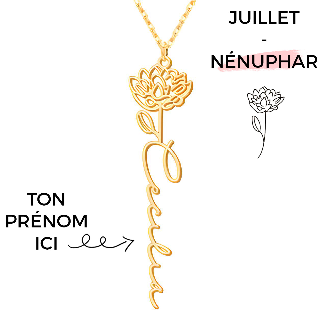 Collana con Fiore di Nascita Personalizzato