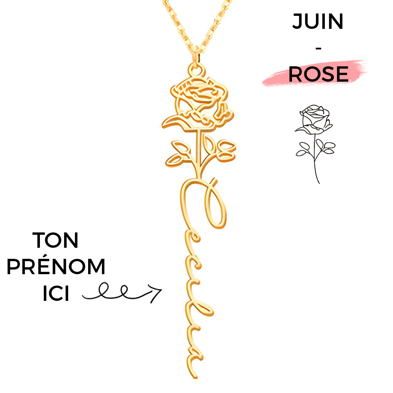 Collana con Fiore di Nascita Personalizzato