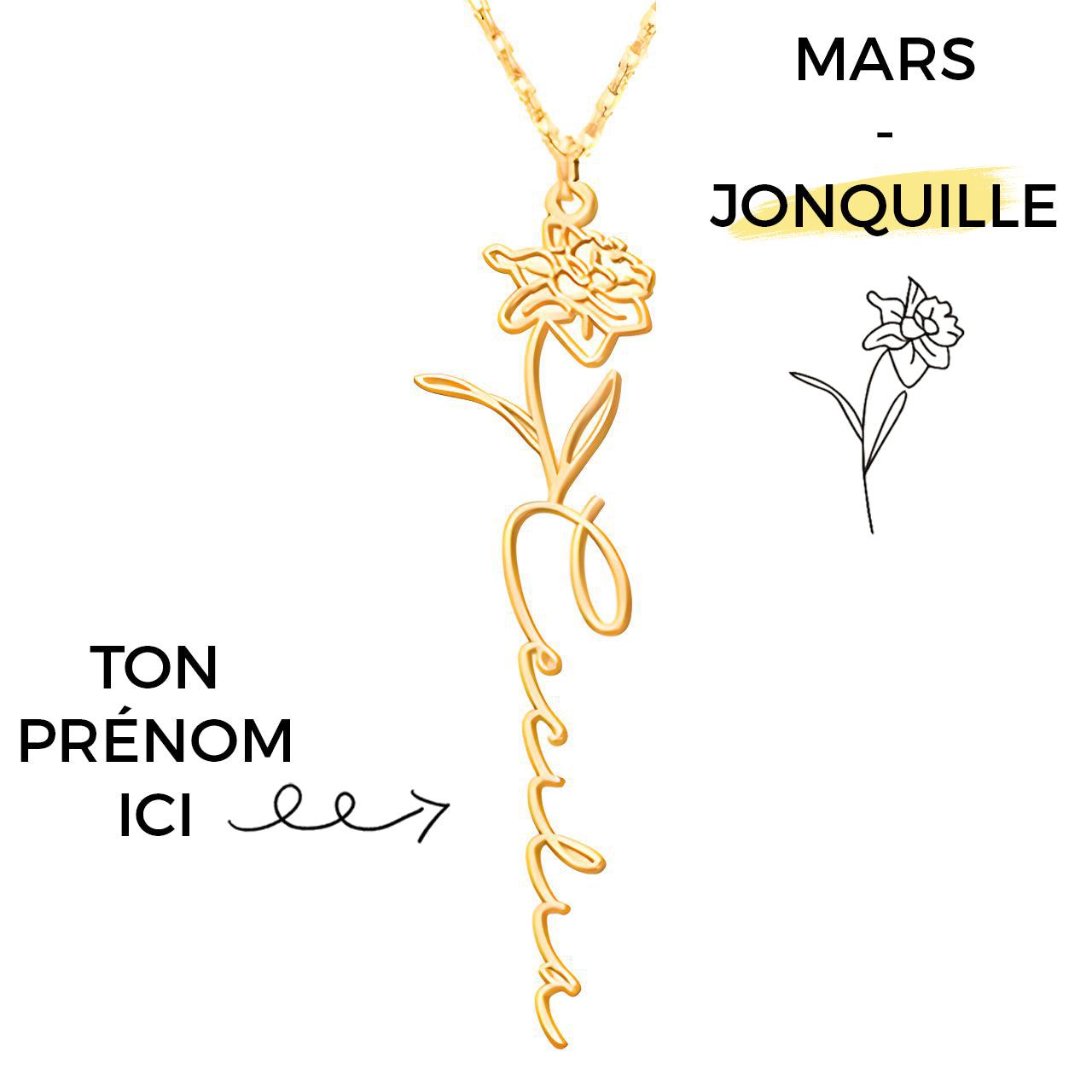 Collana con Fiore di Nascita Personalizzato