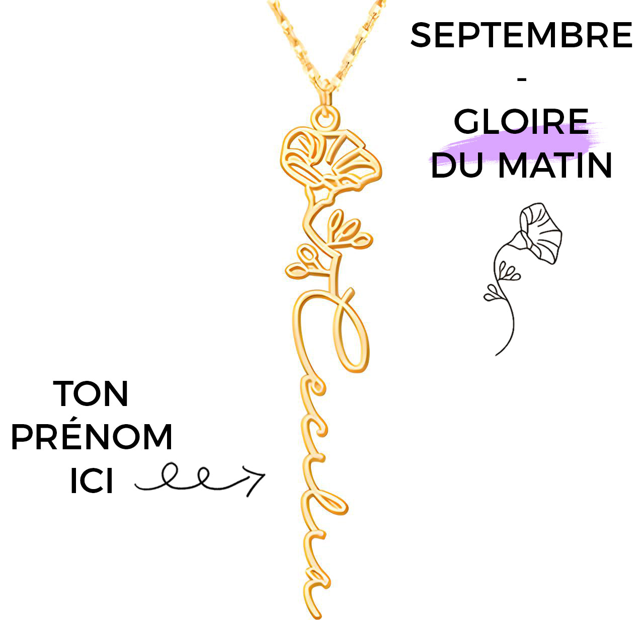 Collana con Fiore di Nascita Personalizzato