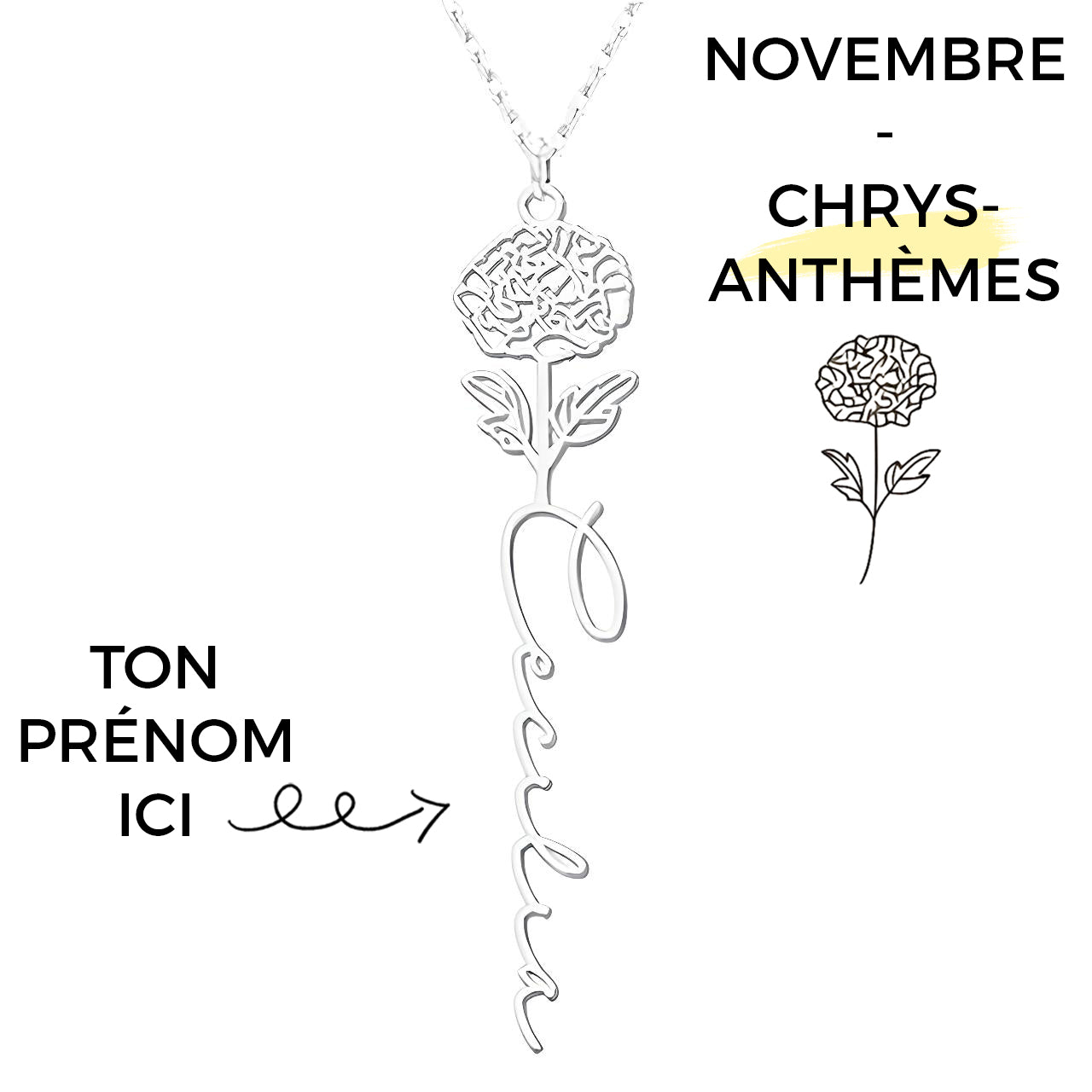 Collana con Fiore di Nascita Personalizzato