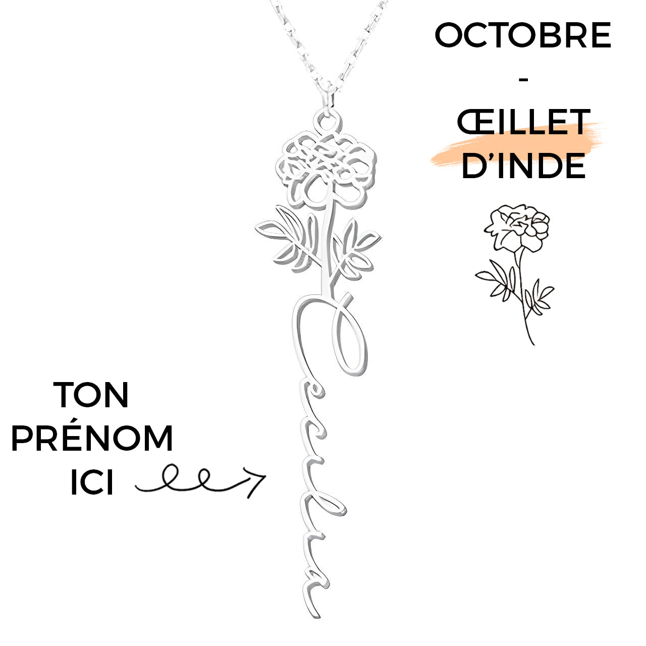 Collana con Fiore di Nascita Personalizzato