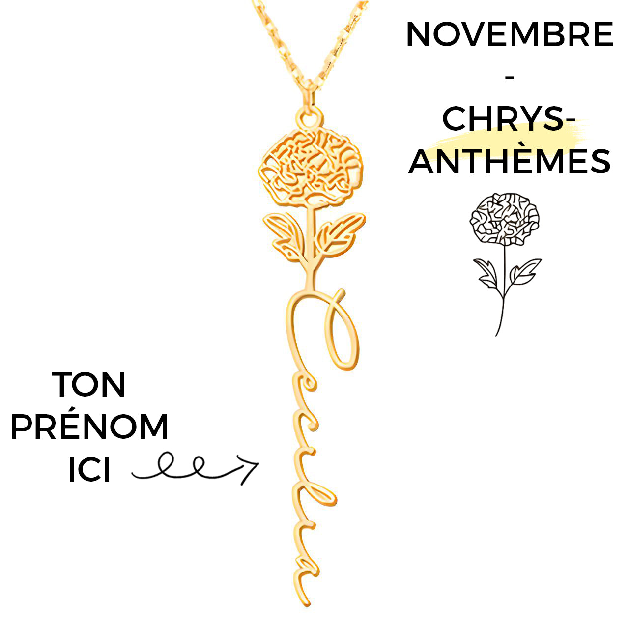 Collana con Fiore di Nascita Personalizzato