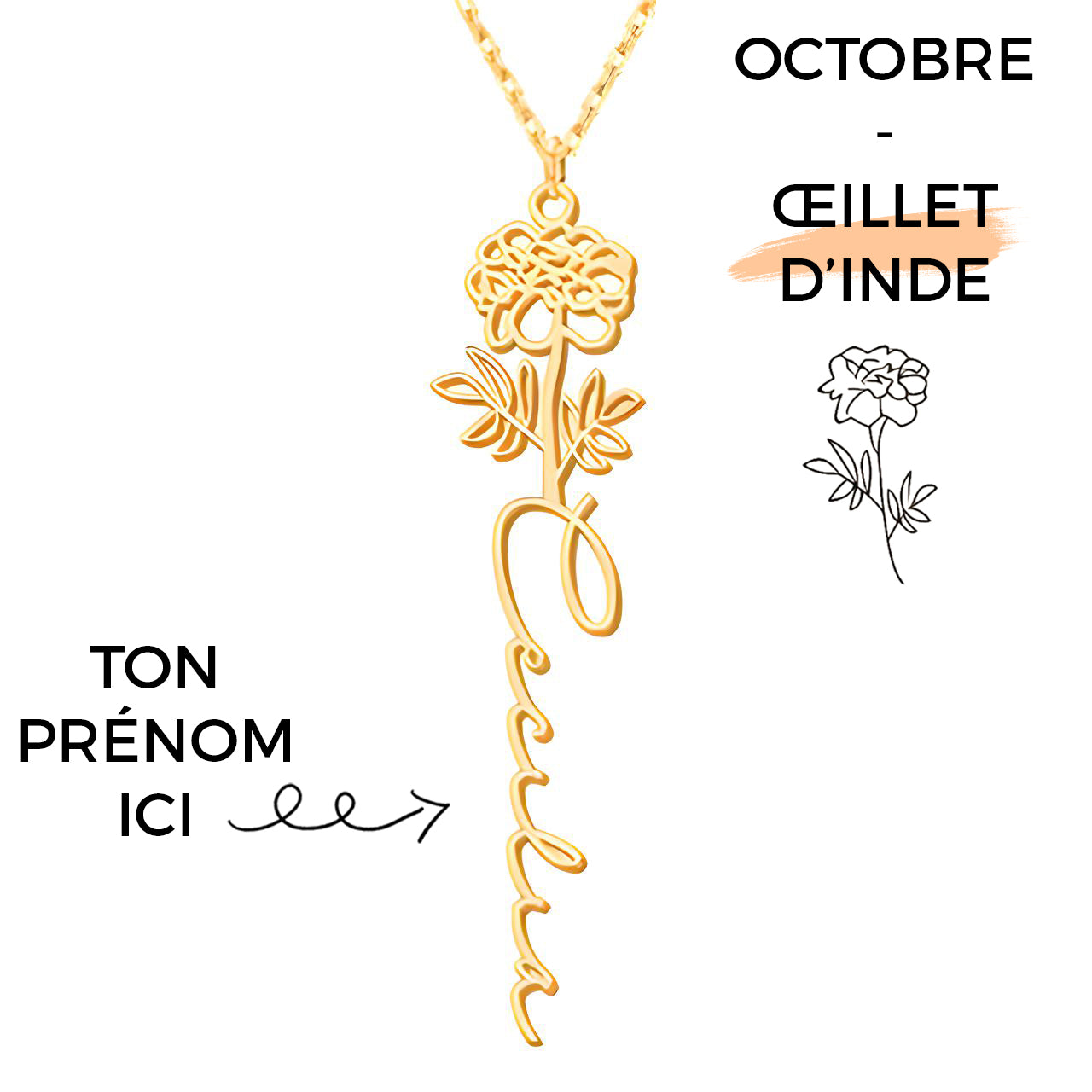 Collana con Fiore di Nascita Personalizzato