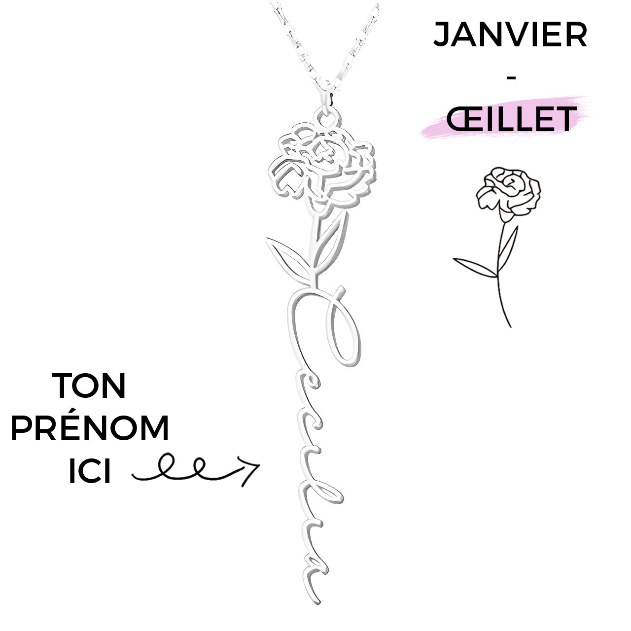 Collana con Fiore di Nascita Personalizzato